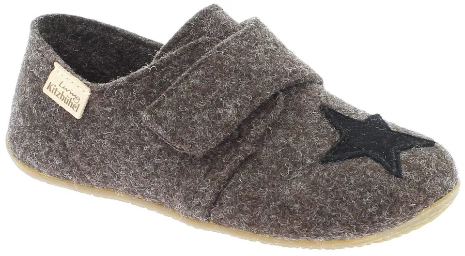 living-kitzb-hel-babyklettschuh-filz-unifarben-hausschuh-mit-stern-rutschhemmend image 1