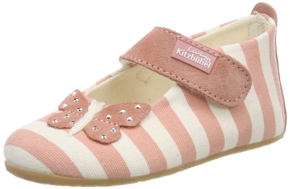living-kitzb-hel-babyballerina-streifen-und-schmetterling-m-dchen-hausschuhe image 1