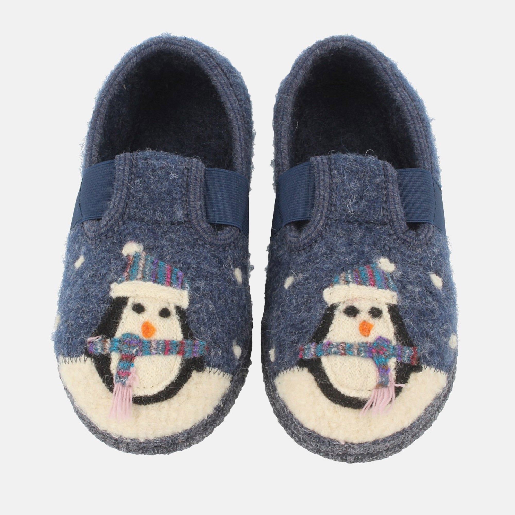 haflinger-slipper-pinguin-kinder-hausschuh-wollwalk-mit-gummizug image 2