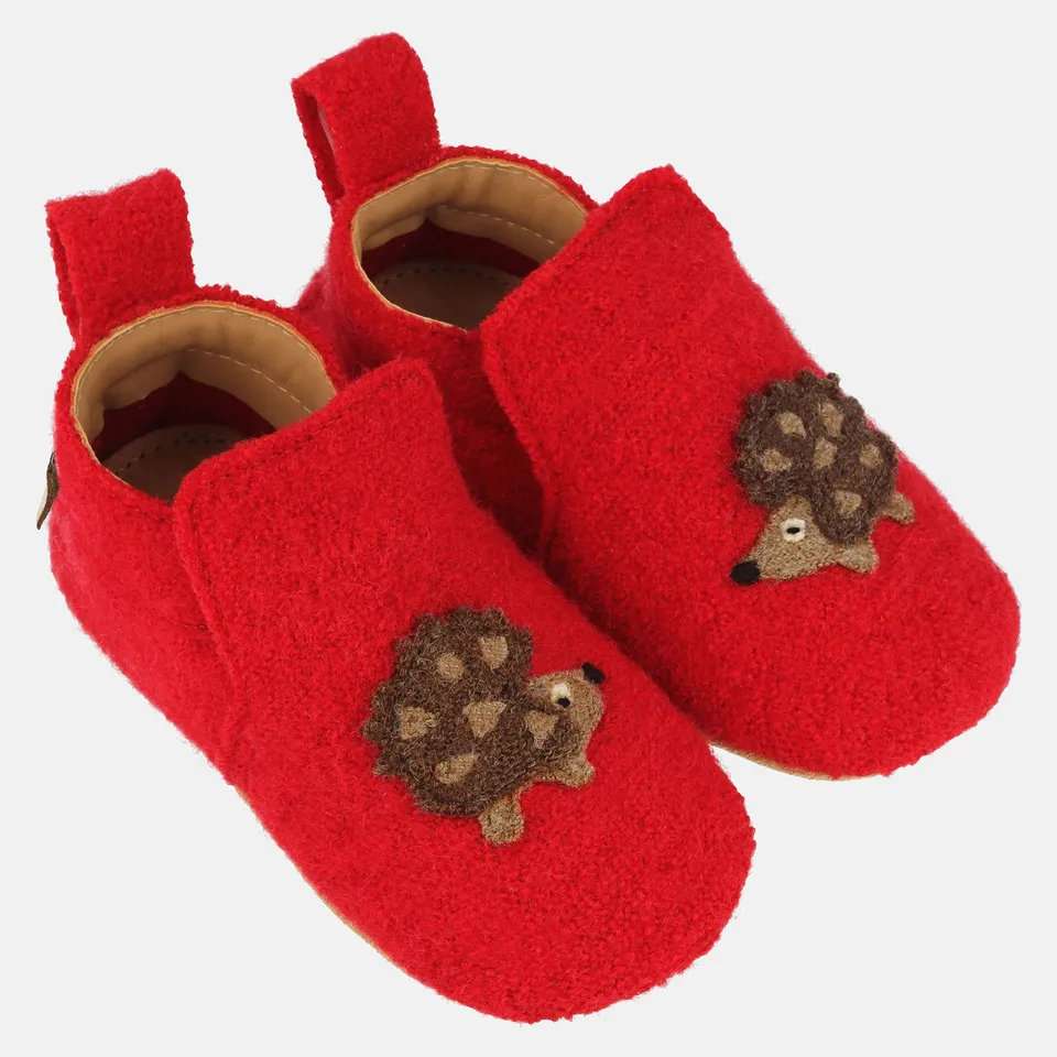 haflinger-maxl-lauflernschuh-baby-walkstoff-mit-igel-applikation image 1