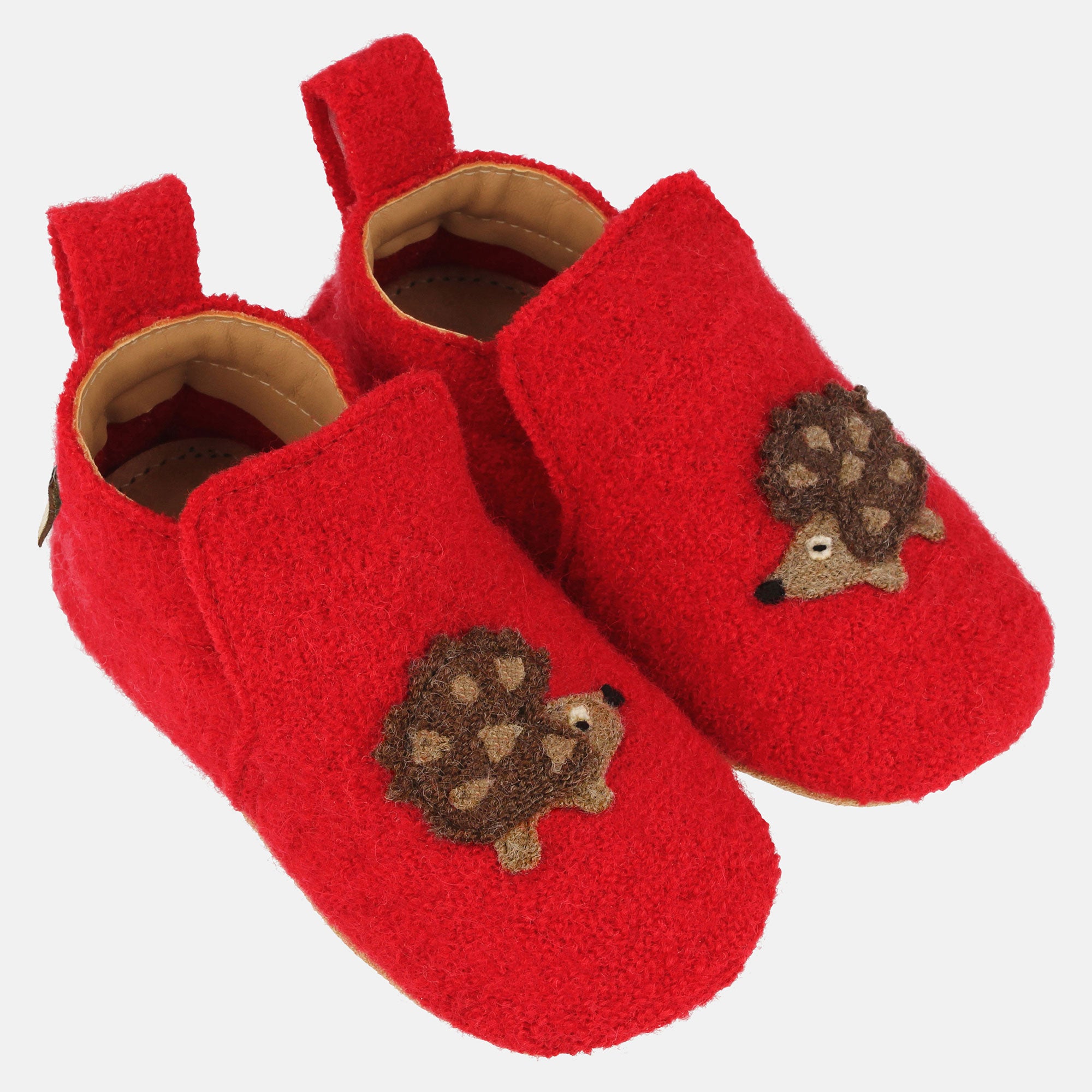 haflinger-maxl-lauflernschuh-baby-walkstoff-mit-igel-applikation image 1