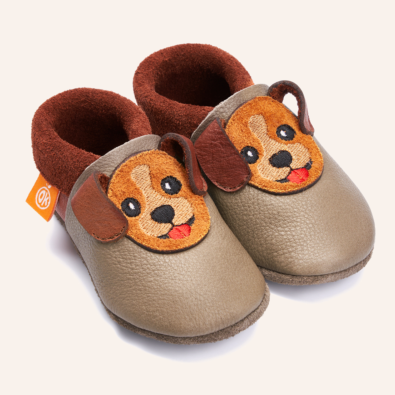 orangenkinder-krabbelschuhe-hausschuhe-waldi-der-welpe image 1