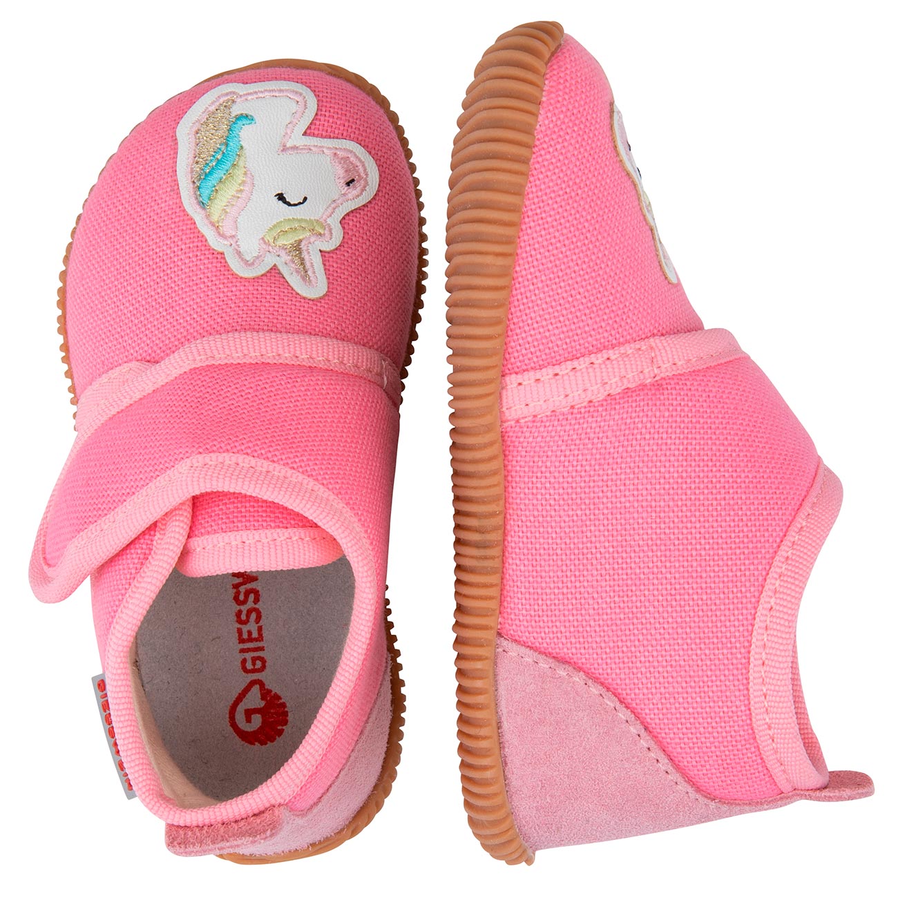 giesswein-sch-nsee-slim-fit-kinder-hausschuh-baumwolle-einhorn-gr-n-mit-klett image 7
