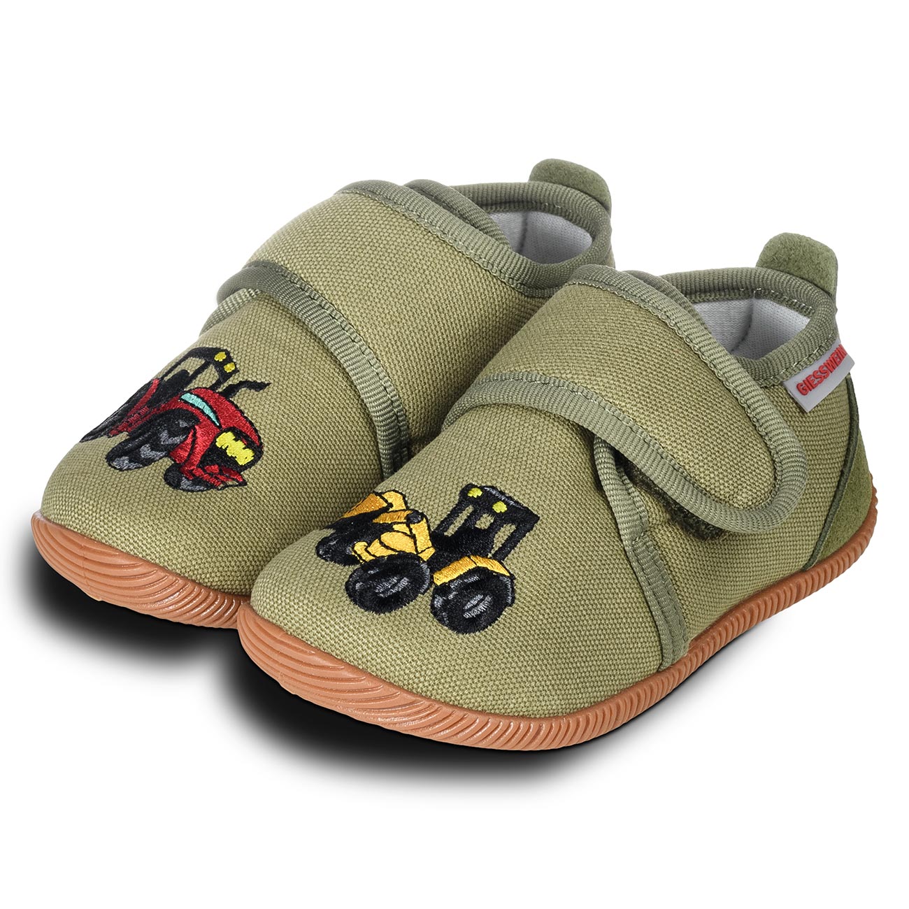 giesswein-saarmund-slim-fit-kinder-hausschuh-baumwolle-gr-n-klett image 1