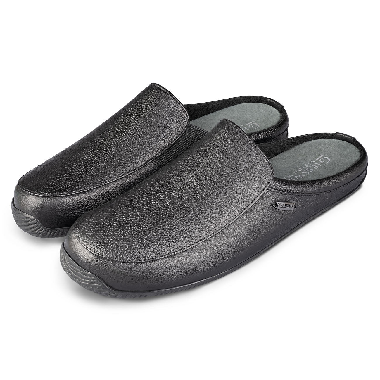 giesswein-manta-herren-leder-hausschuh-slipper-schwarz-mit-gummisohle image 4