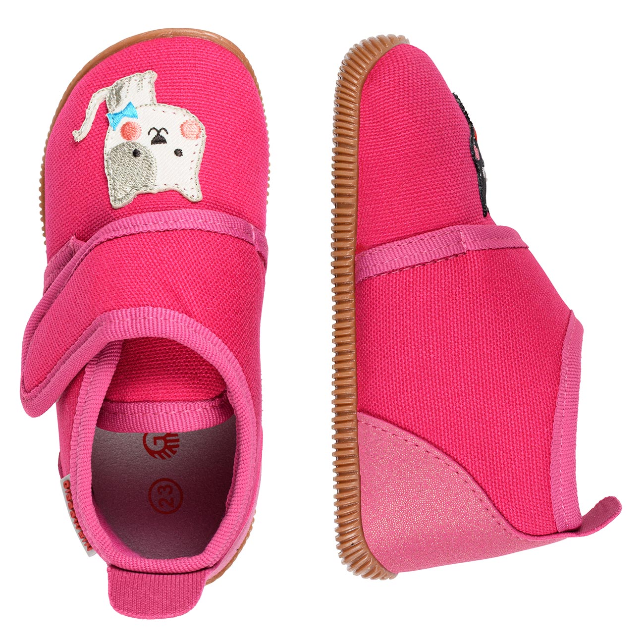 giesswein-sandau-slim-fit-kinder-hausschuh-baumwolle-himbeer-klett image 3
