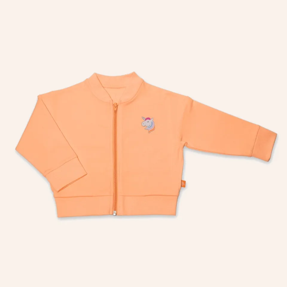 orangenkinder-einhorn-jacke-stella-pfirsich-baumwolljacke image 1