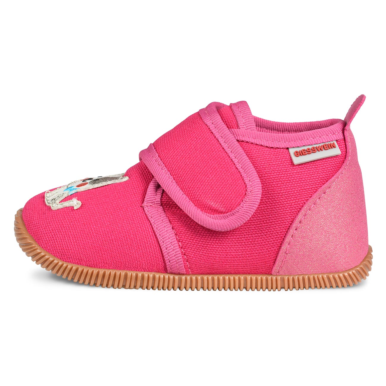 giesswein-sandau-slim-fit-kinder-hausschuh-baumwolle-himbeer-klett image 4