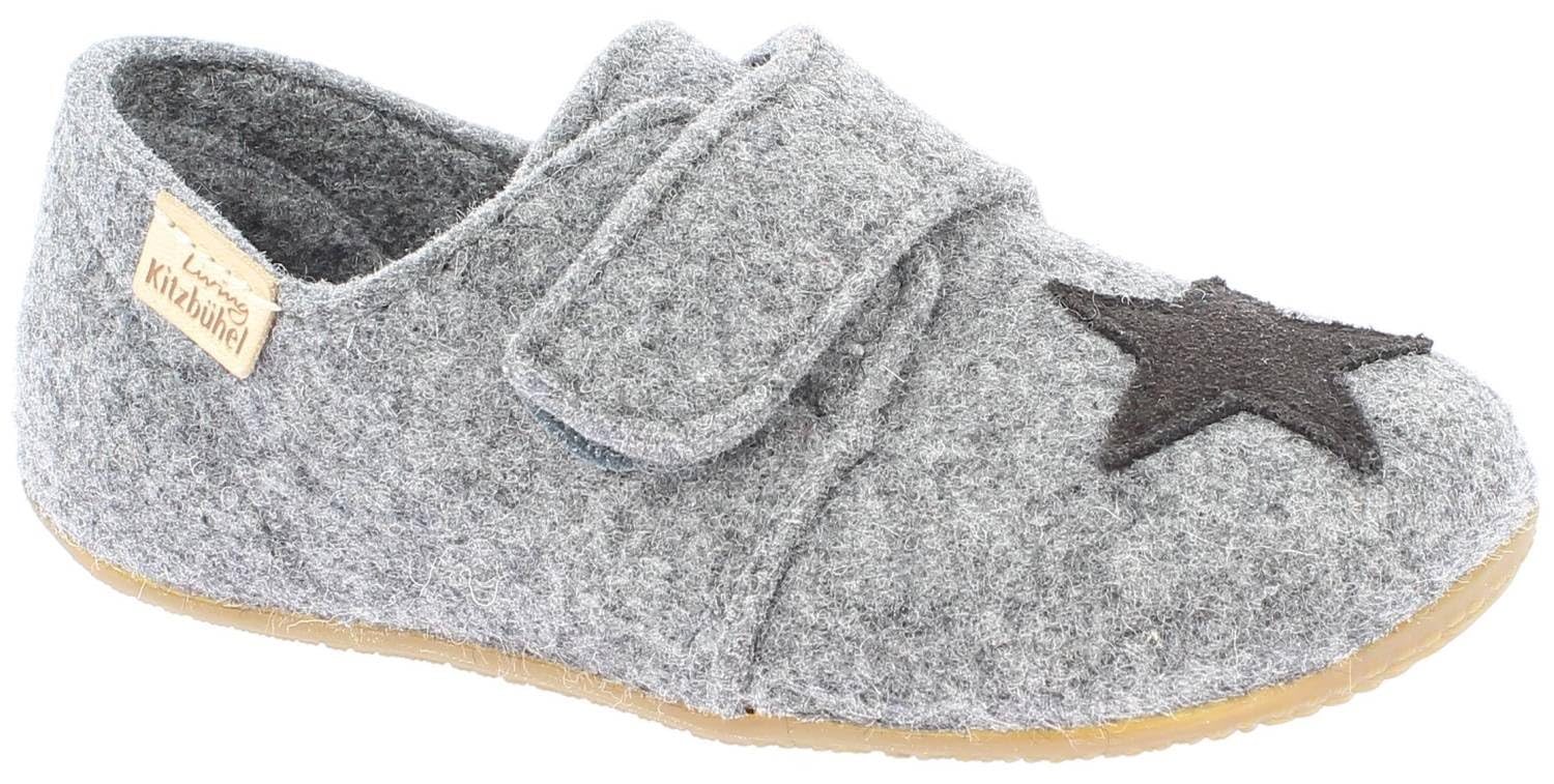 living-kitzb-hel-babyklettschuh-filz-unifarben-hausschuh-mit-stern-rutschhemmend image 3