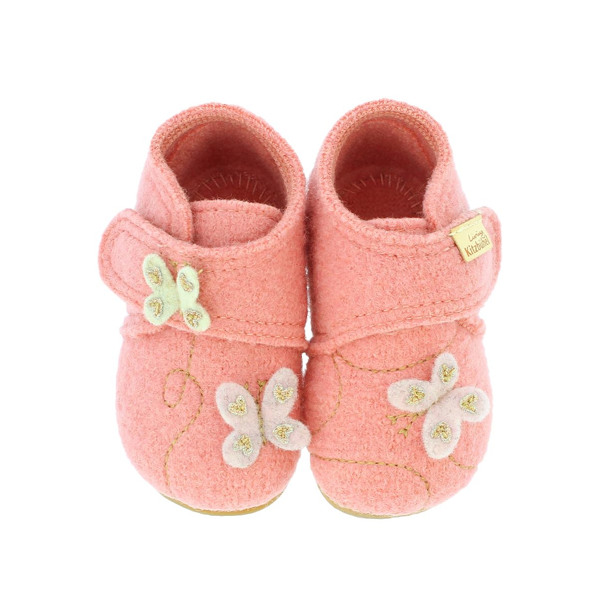 living-kitzb-hel-babyklettschuh-schmetterling-ash-rose-filz-hausschuh-mid-cut image 2