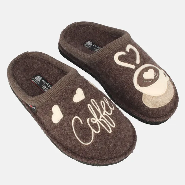 haflinger-flair-coffee-time-wollwalk-hausschuh-im-kaffee-design image 1