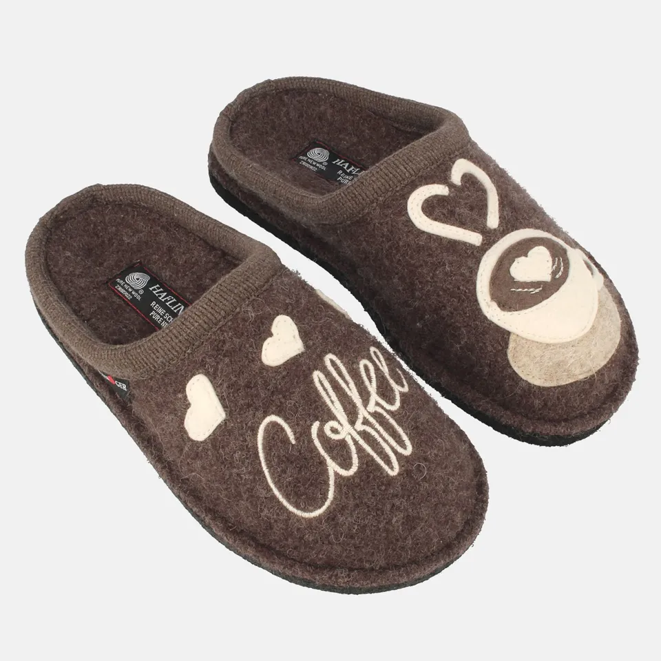haflinger-flair-coffee-time-wollwalk-hausschuh-im-kaffee-design image 1