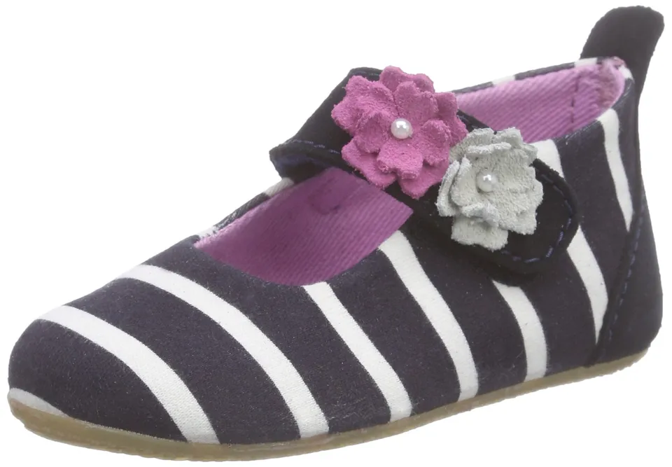 living-kitzb-hel-baby-ball-streifen-wei-mit-blumen-m-dchen-ballerina-hausschuh image 1