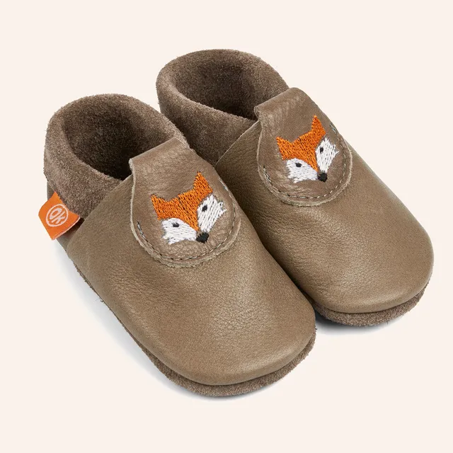 orangenkinder-kinder-hausschuhe-fr-nzchen-fuchs-krabbelschuhe-mit-stick image 1