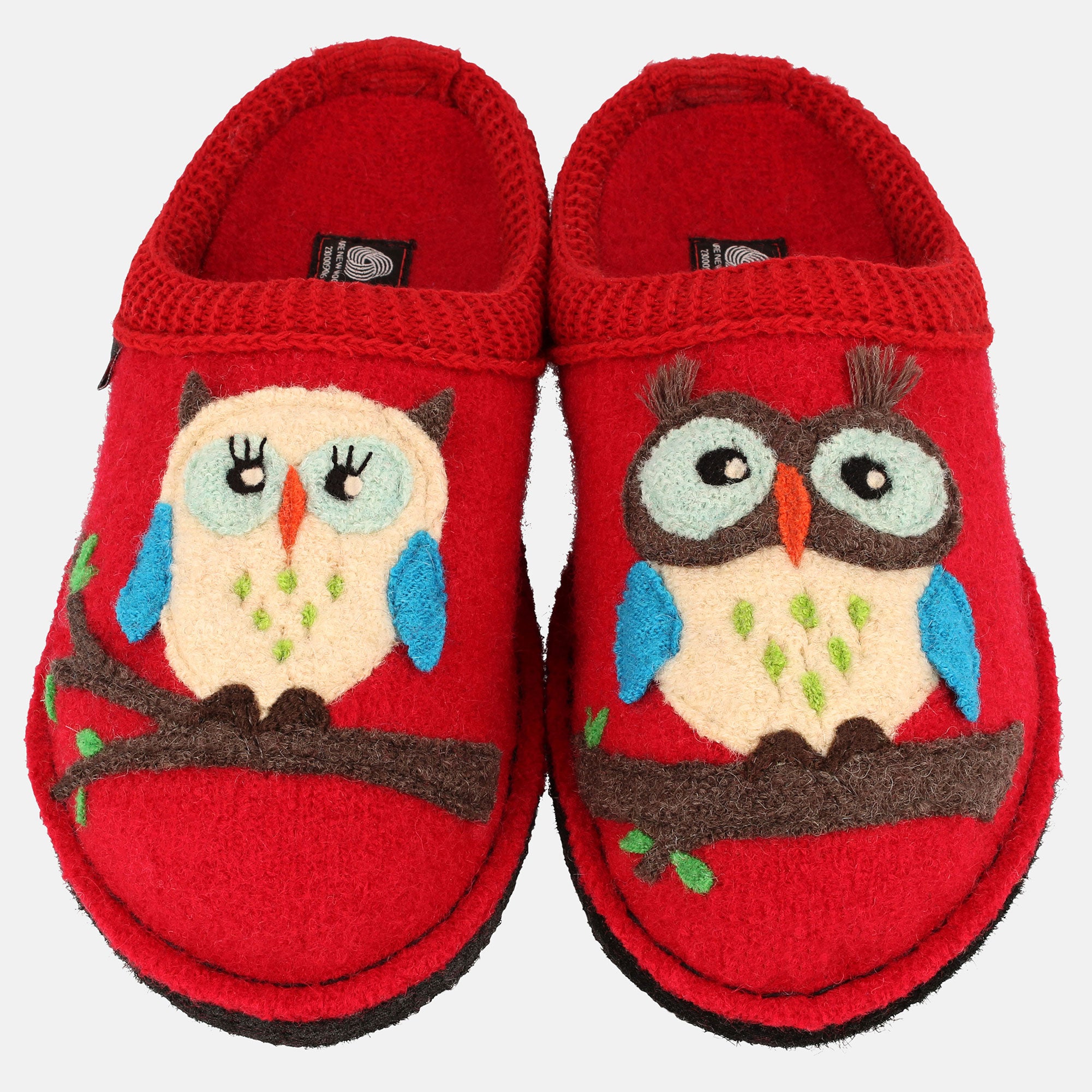 haflinger-olivia-woll-pantoffel-mit-eulenmotiv image 2