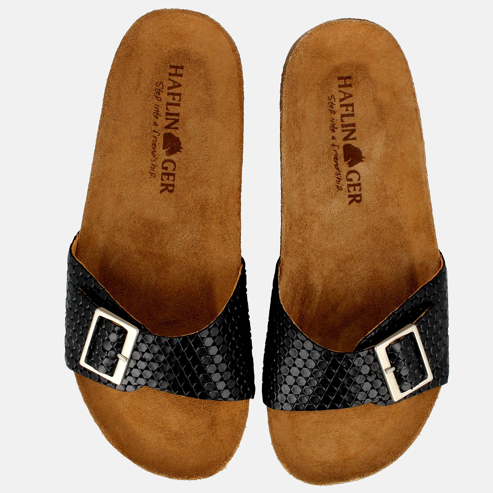 haflinger-gina-meriva-leder-pantolette-einriemer-strukturleder-perle image 4