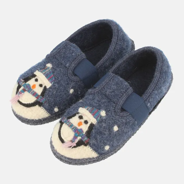 haflinger-slipper-pinguin-kinder-hausschuh-wollwalk-mit-gummizug image 1