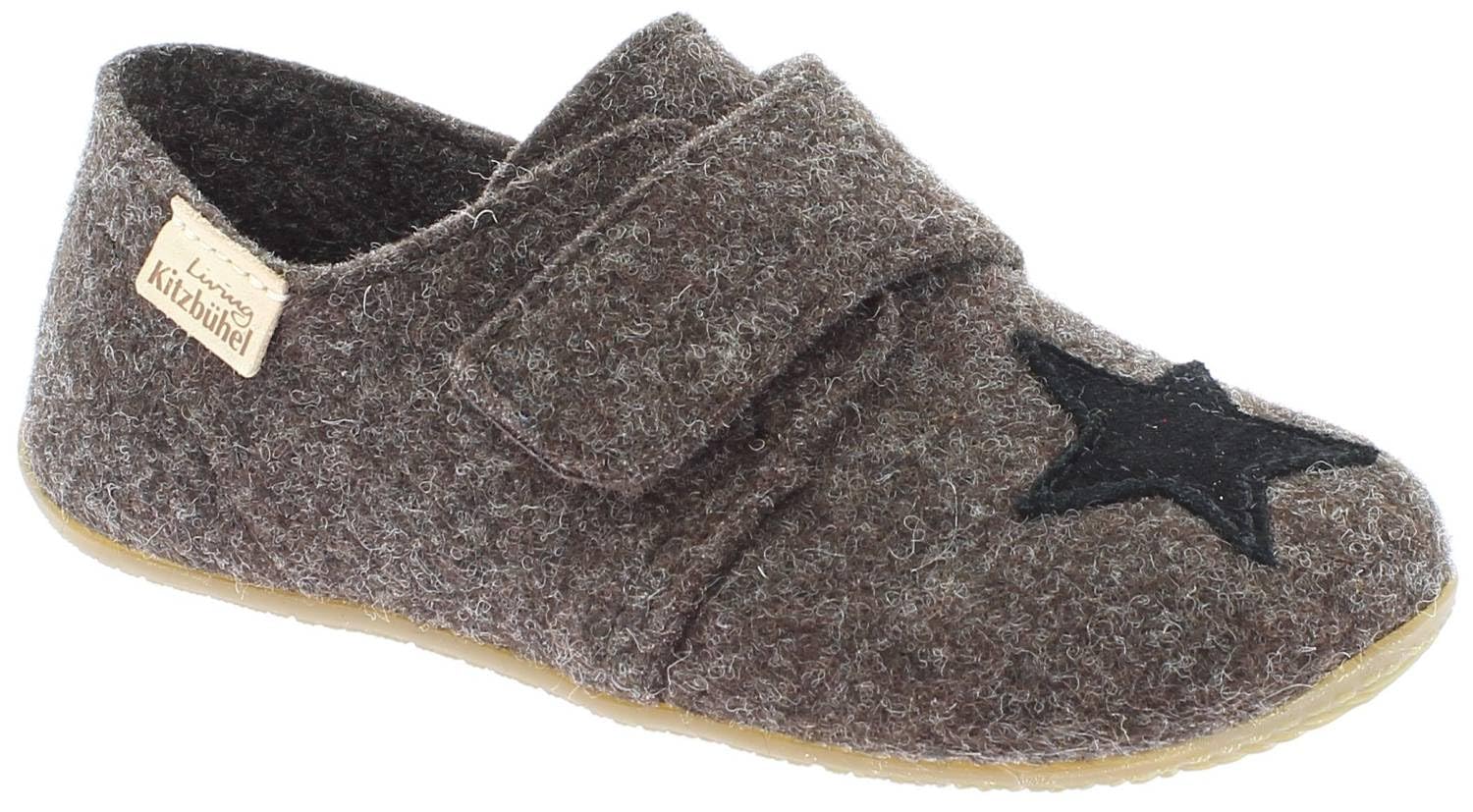 living-kitzb-hel-babyklettschuh-filz-unifarben-hausschuh-mit-stern-rutschhemmend image 1