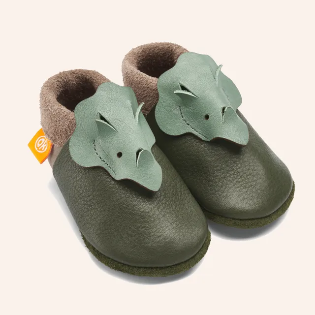 orangenkinder-3d-dino-triceratops-kinder-hausschuhe-leder-krabbelschuhe image 1
