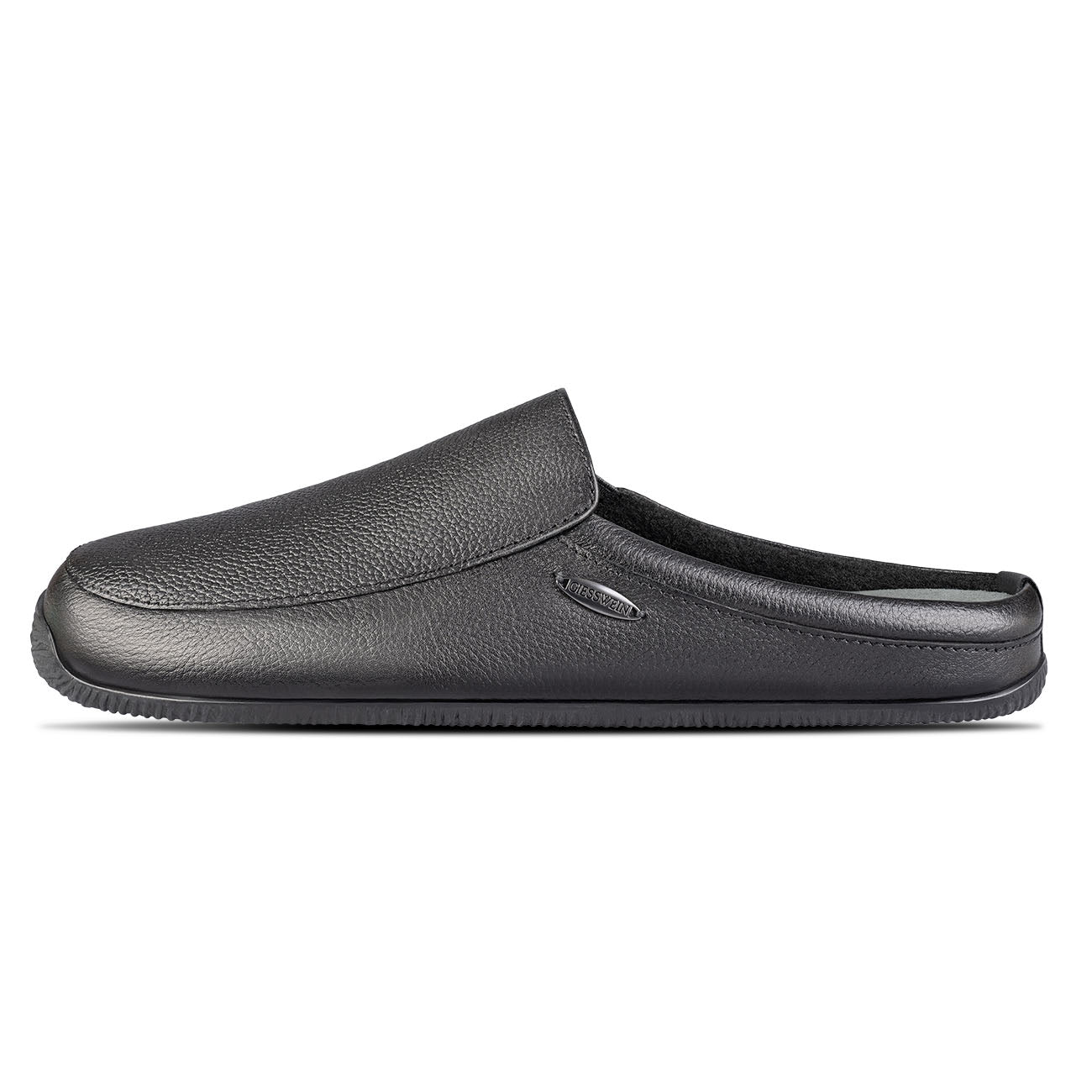 giesswein-manta-herren-leder-hausschuh-slipper-schwarz-mit-gummisohle image 1