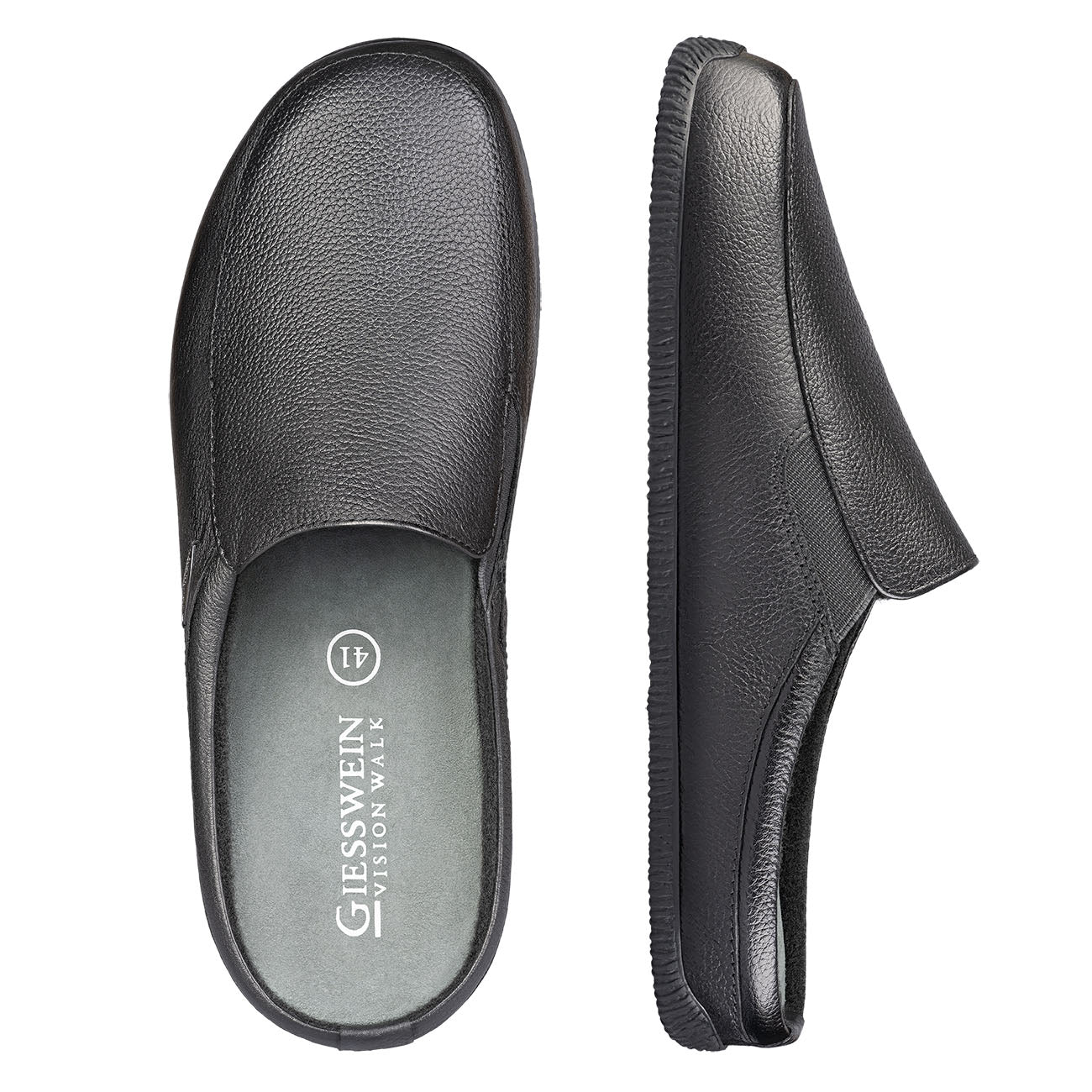 giesswein-manta-herren-leder-hausschuh-slipper-schwarz-mit-gummisohle image 3