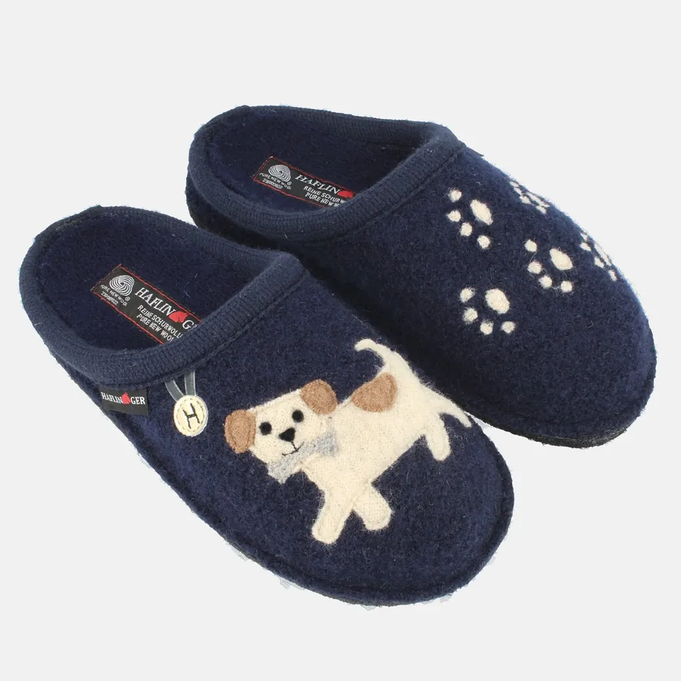 haflinger-flair-fido-wollwalk-hausschuh-mit-hundemotiv image 1