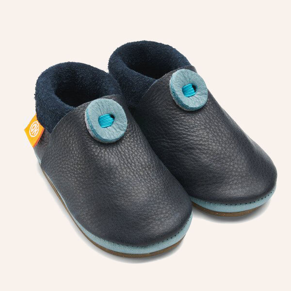 orangenkinder-amigo-kinder-barfu-schuhe-blau-kita-hausschuhe-leder-uni image 1