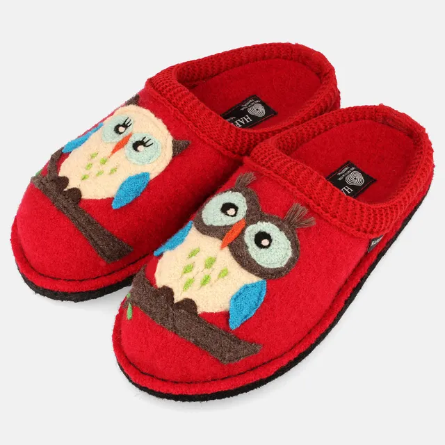 haflinger-olivia-woll-pantoffel-mit-eulenmotiv image 1