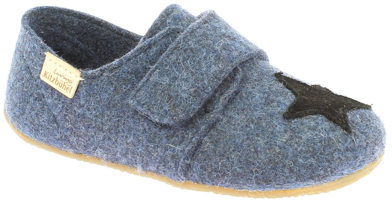 living-kitzb-hel-babyklettschuh-filz-unifarben-hausschuh-mit-stern-rutschhemmend image 2