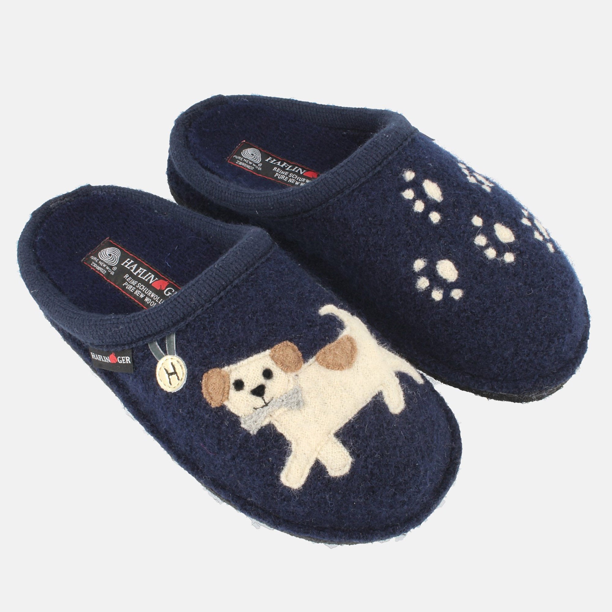 haflinger-flair-fido-wollwalk-hausschuh-mit-hundemotiv image 1