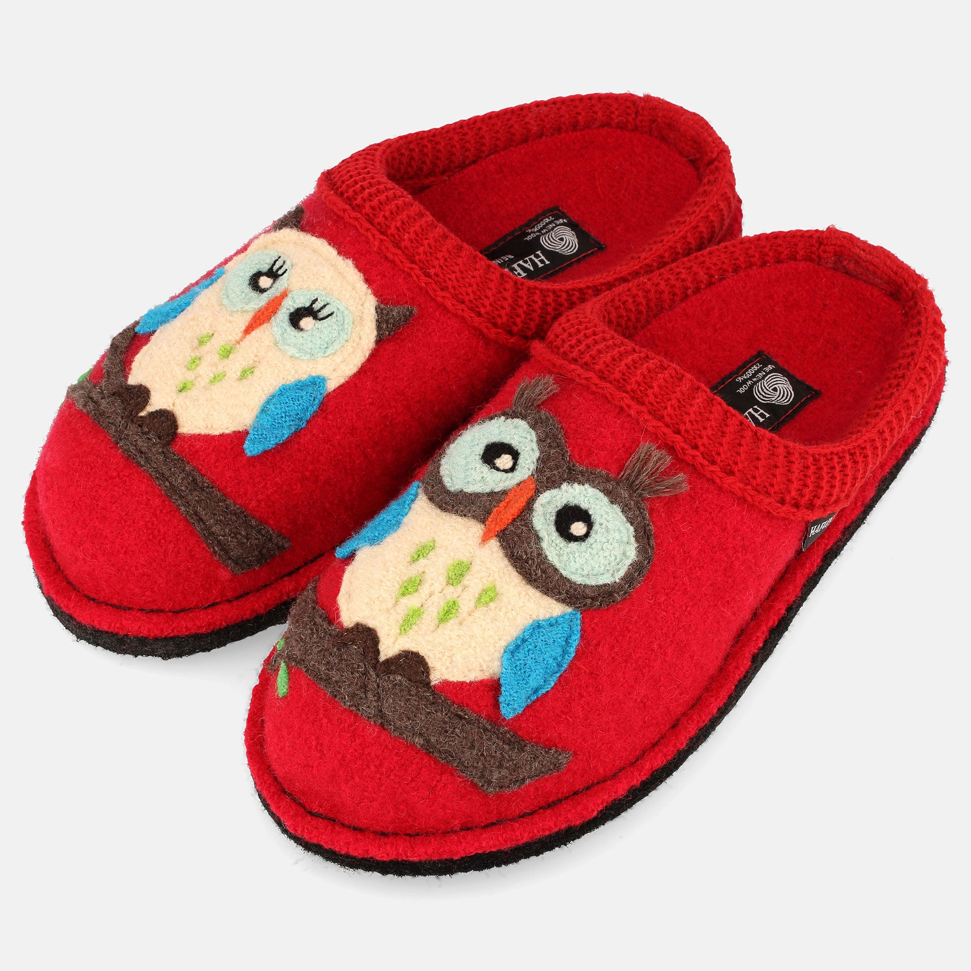 haflinger-olivia-woll-pantoffel-mit-eulenmotiv image 1