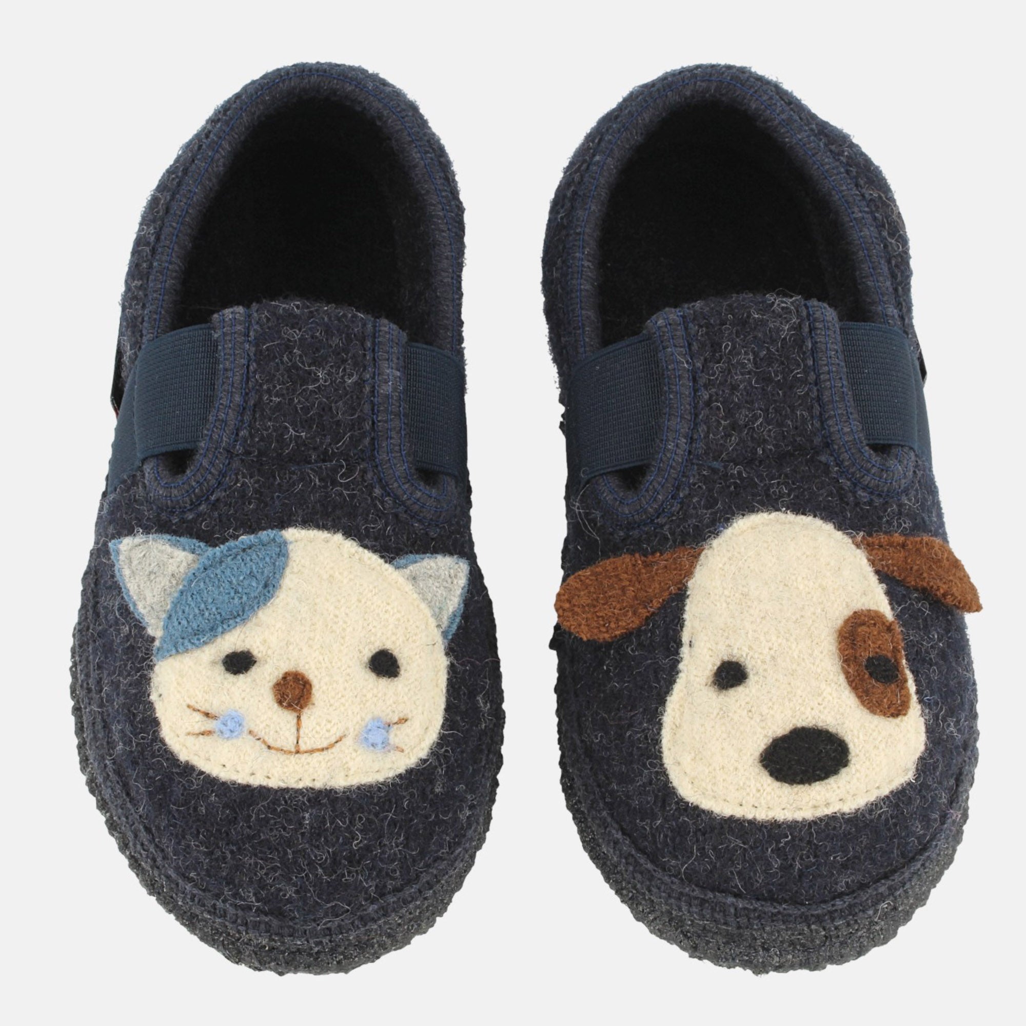 haflinger-slipper-pets-kinder-hausschuh-wollwalk-tiermotiv-mit-gummizug image 2