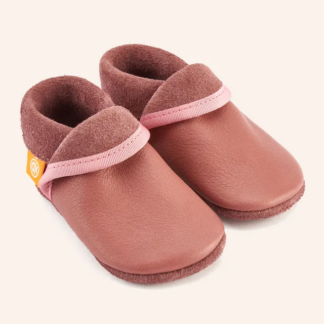 orangenkinder-classic-lila-kinder-lederpuschen-hausschuhe-einfarbig image 1