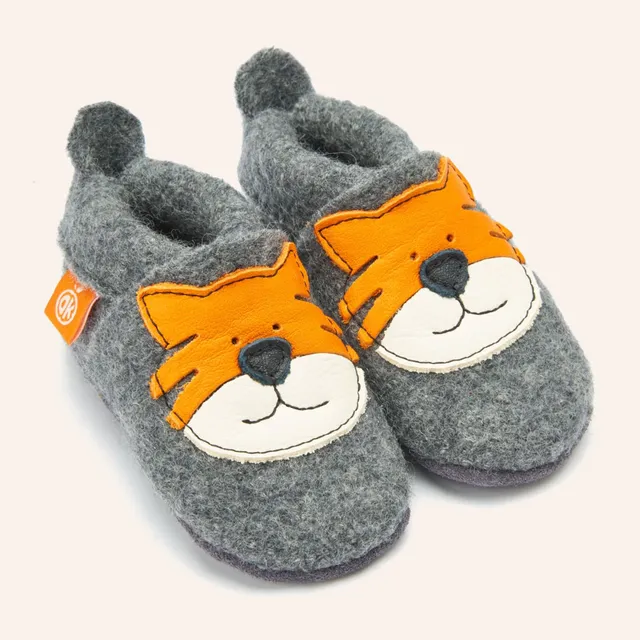 orangenkinder-tiger-tom-kinder-filz-hausschuhe-aus-100-merinowolle image 1